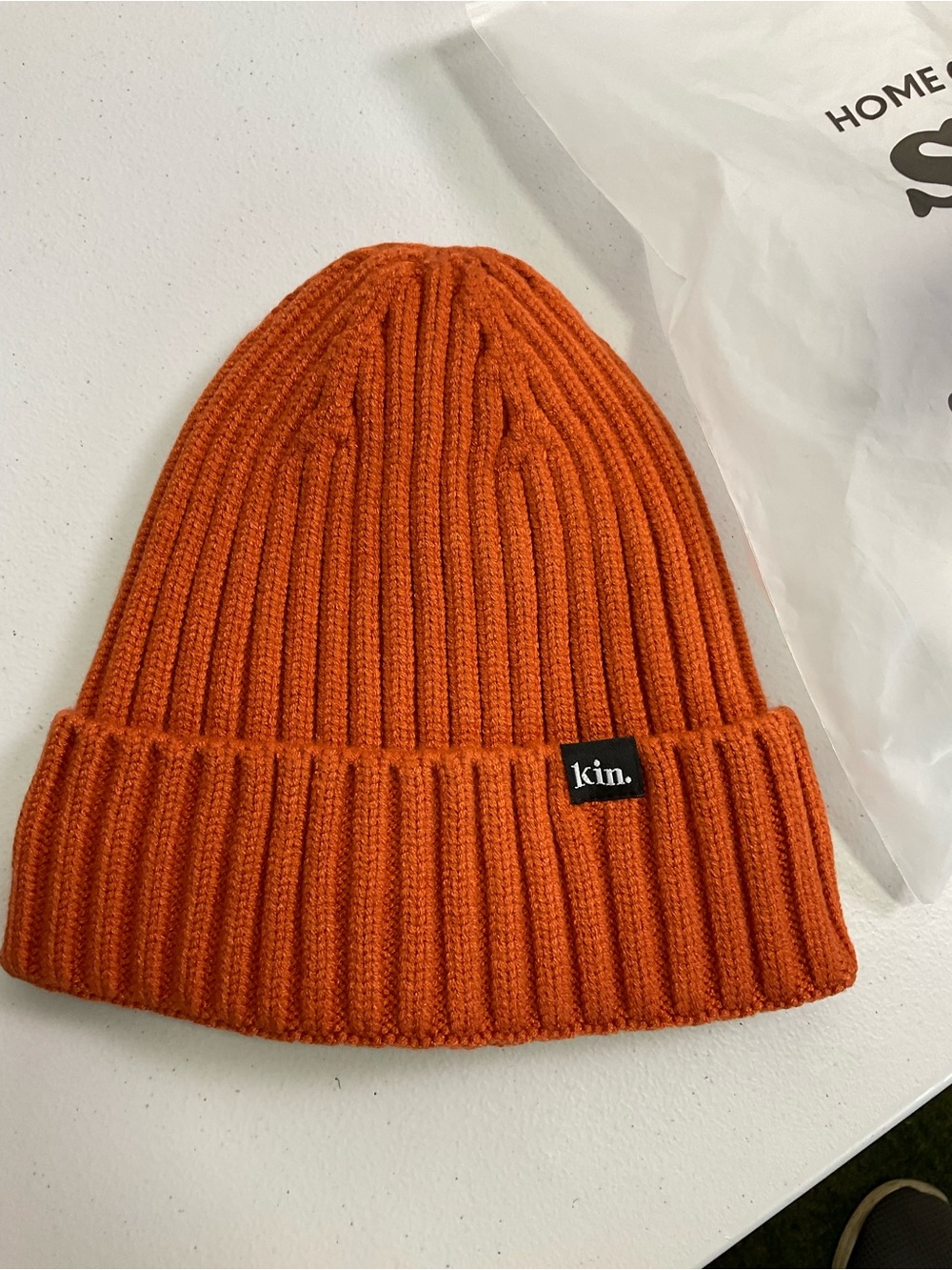 RUSTY ORANGE STRIPE SATIN LINED BEANIE